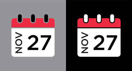 calendar - November 27 icon illustration isolated vector sign symbol