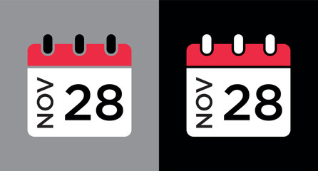 calendar - November 28 icon illustration isolated vector sign symbol