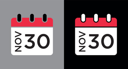 calendar - November 30 icon illustration isolated vector sign symbol
