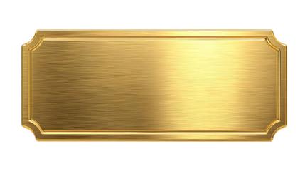 Golden Blank Plaque with Screws isolated on transparent background Remove png