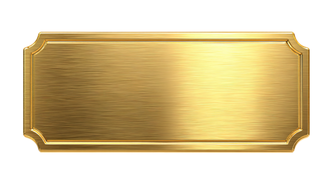 Golden Blank Plaque with Screws isolated on transparent background Remove png