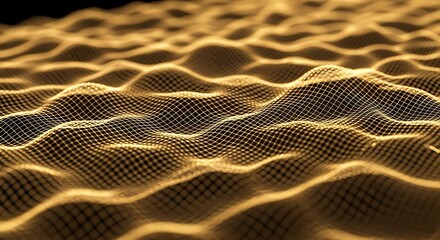 Stunning golden wave pattern visualizes digital data flow for innovative technology solutions