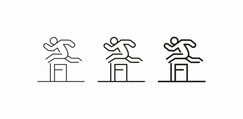 athlete hurdle jump running icon sign vector