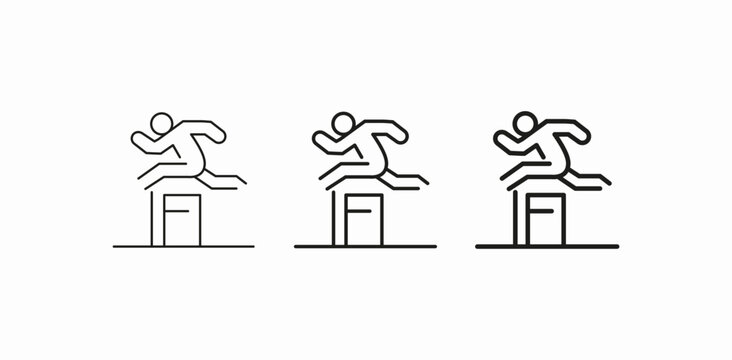 athlete hurdle jump running icon sign vector