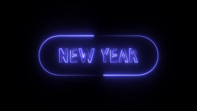 neon sign that reads "NEW YEAR". These signs are popular decorations for New Year's Eve parties and general festive home or business decor. 