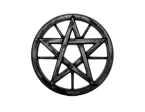 Dark pentagram with a circle background on a black background