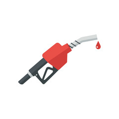 Fuel nozzle with dripping gasoline in flat design style  