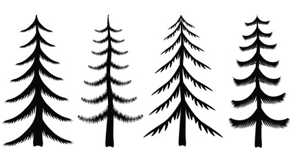 Obraz premium Christmas winter Christmas festival landscape illustration set of Christmas trees silhouette EPS file.