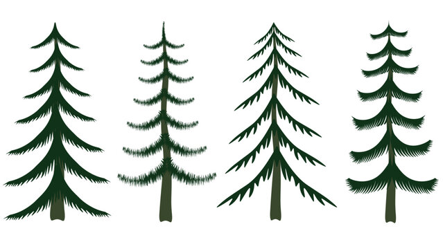 Christmas winter Christmas festival landscape illustration set of green Christmas trees EPS file.