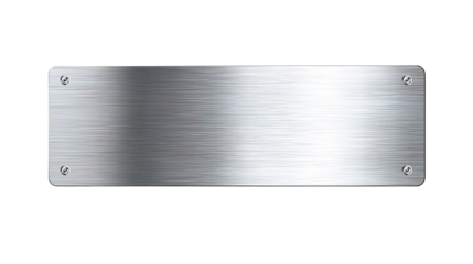 silver shiny blank metal nameplate isolated on transparent white background, clipping path