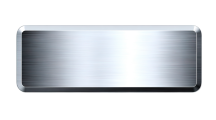 silver shiny blank metal nameplate isolated on transparent white background, clipping path