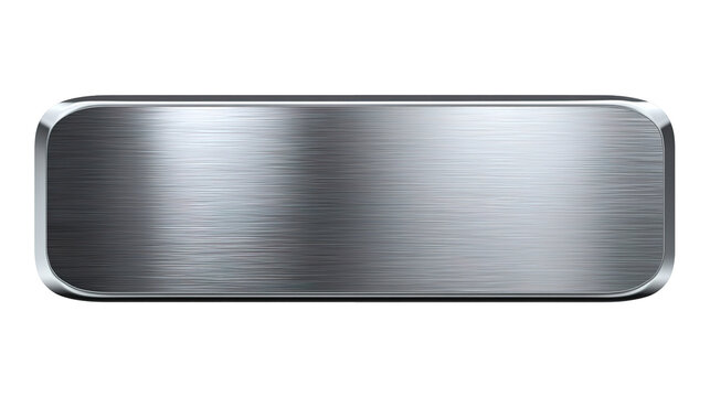 silver shiny blank metal nameplate isolated on transparent white background, clipping path