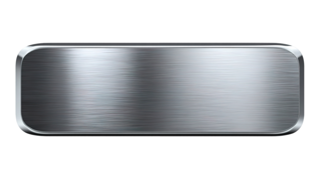 silver shiny blank metal nameplate isolated on transparent white background, clipping path