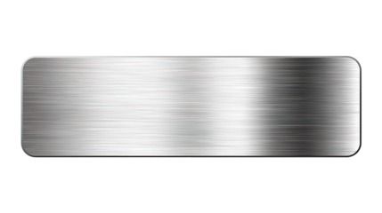 silver shiny blank metal nameplate isolated on transparent white background, clipping path