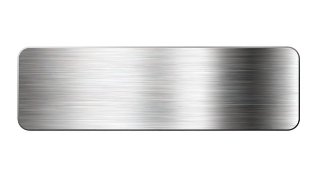 silver shiny blank metal nameplate isolated on transparent white background, clipping path