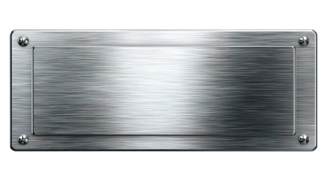 silver shiny blank metal nameplate isolated on transparent white background, clipping path - Powered by Adobe