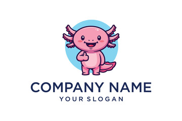 Happy Cartoon Axolotl Mascot Giving Thumbs Up Logo Design