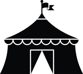 amusement circus tent silhouette, vector illustration