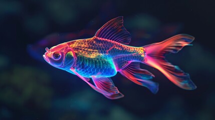 Fototapeta premium 3D neon fish.