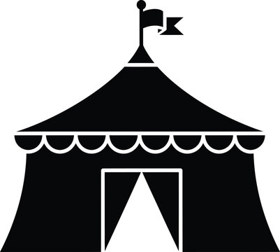amusement circus tent silhouette, vector illustration 