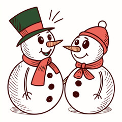 Cheerful snowman welcoming winter