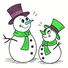 Cheerful snowman welcoming winter