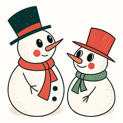 Cheerful snowman welcoming winter