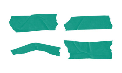 Set of isolated teal washi tape elements
