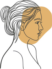 Abstract female profile with flowing hair face