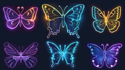 Fototapeta premium neon butterflies.