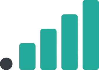 Increasing growth chart bar teal turquoise abstract minimalist digital data vector