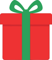 Red gift box green ribbon festive surprise celebration present vector