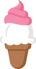 Pink swirl soft serve ice cream cone summer treat vector