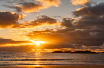Obraz premium Sunset on Trearddur Bay Beach Anglesey North wales