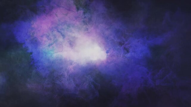 Magical ground dust moving towards camera on a black background -