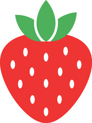 Obraz premium Fresh red strawberry with green leaves simple icon graphic vector