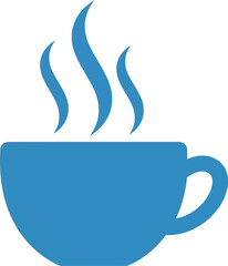 Steaming blue coffee cup icon hot beverage morning drink refreshment vector