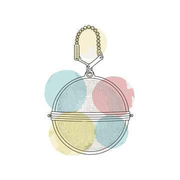 tea infuser with colorful watercolor background clip art preview