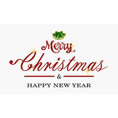 Minimalist and elegant typography design featuring the text “Merry Christmas and Happy New Year” with little decorative elements