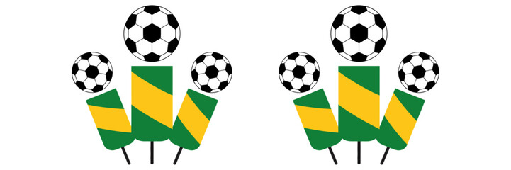 Obraz premium Soccer ball fireworks, green yellow rockets, sports celebration symbol, game night party decoration, festive victory icon, bold vector illustration