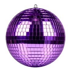 Glossy spherical object covered in mirrored tiles, purple color