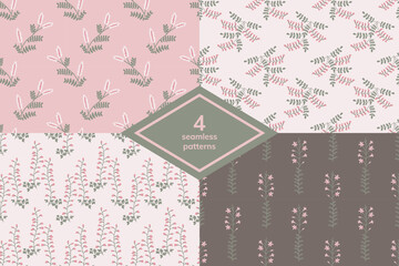 Seamless floral decorative vector patterns