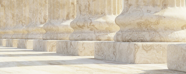 Classical columns and stairs, marble pillars row, stone colonnade building facade detail,