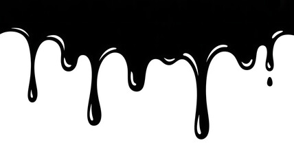 Black dripping paint isolated on white background
