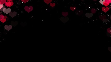 red hearts and shiny glowing stars, fairy twinkle stars alpha channel animation, valentine and love romantic social media motion design element - Powered by Adobe