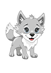 Cute smiling baby wolf