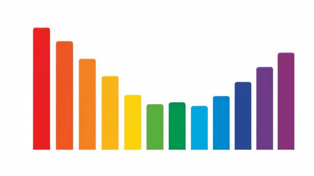 Colorful bar graph showing a trend of decrease and increase.
