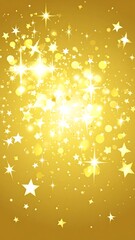 Golden background with glowing stars and sparkles, celebratory theme