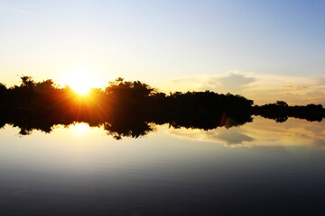 sunset over the river