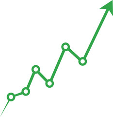 Green Line Graph with Upward Arrow Showing Business Growth and Financial Success
